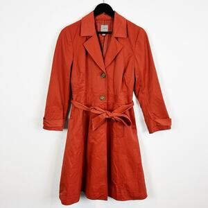 Vintage J. Jill Women's Trench Coat Burnt Orange Belted Size Small Petite